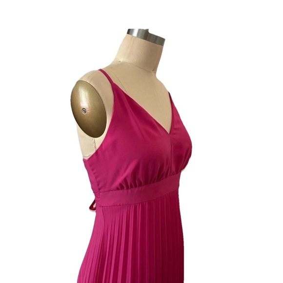 Jessica Simpson Pink Pleated Summer Sleeveless Adjustable Straps Midi Dress Sml - Picture 5 of 6